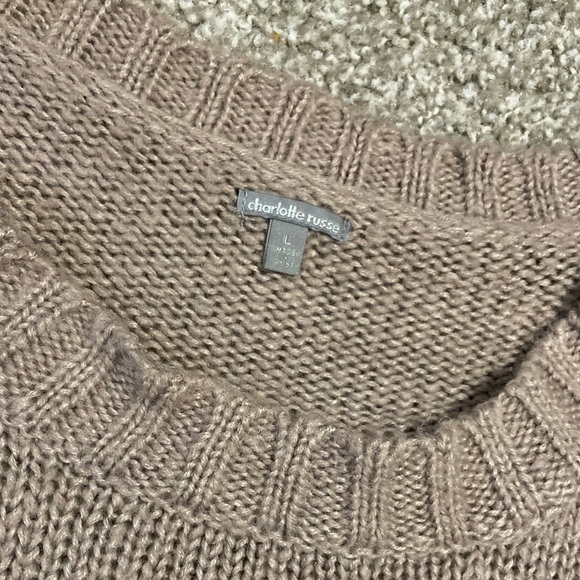 Charlotte Russe Dusty Lavender and Cream Striped Sweater - Picture 2 of 5